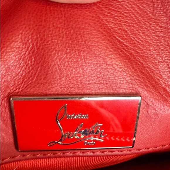 Christian Louboutin Sweet Charity Red Leather Clutch with Silver Studs - Picture 15 of 16